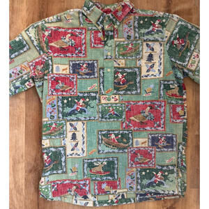 Reyn Spooner Mens L Mele Kalikimaka Hawaiian Aloha Shirt 2003 Christmas Print